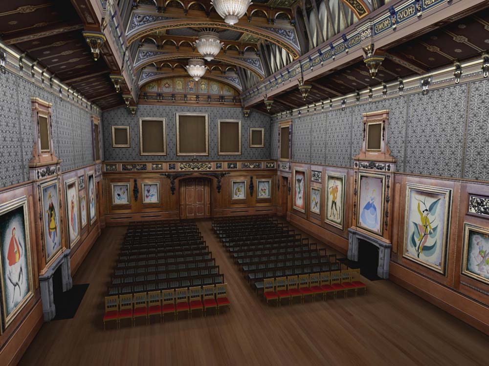 Screenshot of a 3D model of the interior of the Waterloo Chamber
